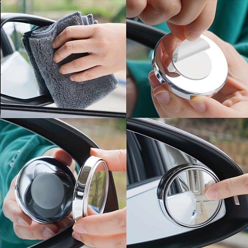 2pcs High-definition Round Car Rearview Mirrors, 360-degree Adjustable with Blind Spot Mirror for Increased Child Safety