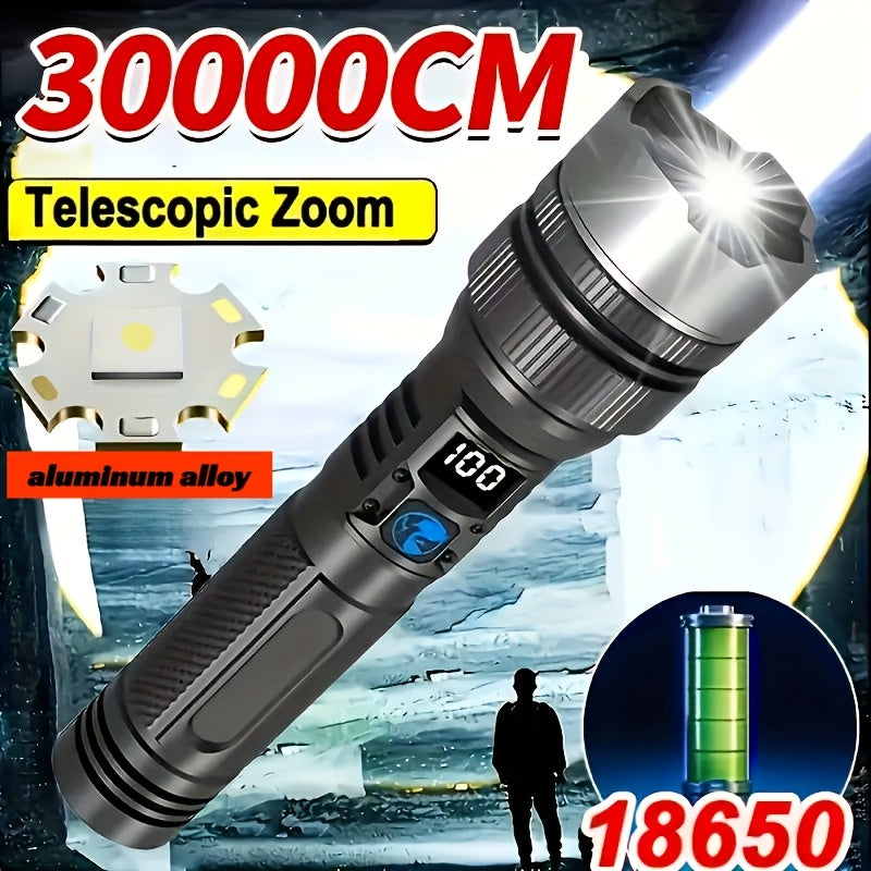 USB Rechargeable Super Bright Flashlight with Digital Display