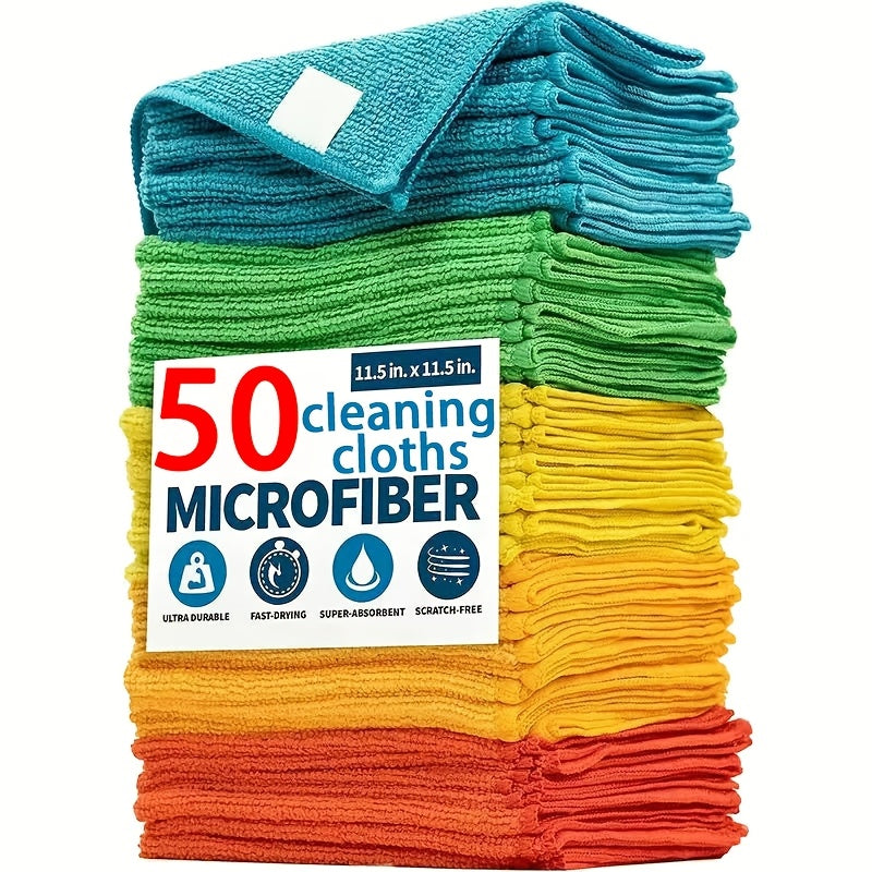 Get your hands on a pack of 50 reusable microfiber cleaning cloths. These ultra-fine cloths are perfect for household, kitchen, and car use. They are available in packs of 20, 10, 5, or 2 and come in a mixed pack of 5 random colors such as green, blue