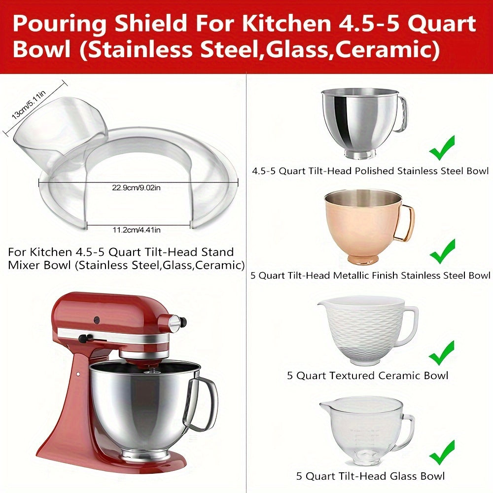 Upgrade your kitchen mixer bowls with this durable anti-splash splash guard made from PC material. Designed to fit Chef Machine accessories, this replacement spatter shield will keep your countertops clean while you mix and prepare ingredients.