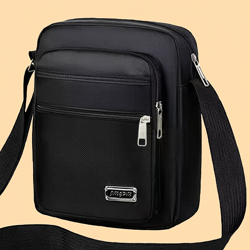 Men's PU Leather Messenger Bag with Multi-Compartments and Adjustable Strap, Ideal for Daily Use or Travel.