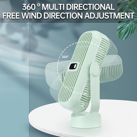 10W Quiet Desktop Personal Fan with Button Control, Portable USB Rechargeable Design, Made of Plastic, Features Built-in Lithium Battery, Ideal for Indoor and Outdoor Use, Comes with Cord Included