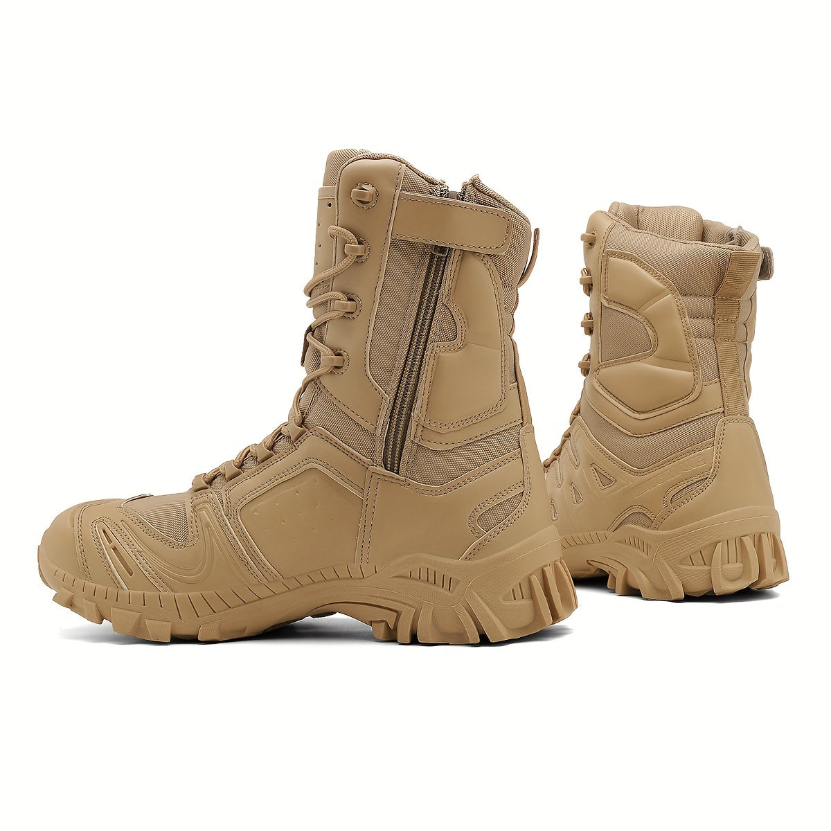 Men's high top hiking boots with zipper, ideal for outdoor mountain climbing. Comfortable, non-slip, and durable.