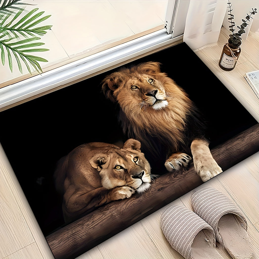 Upgrade your space with the exquisite 1pc Luxurious Crystal Velvet Area Mat featuring a stunning Double Lion Design. Made from anti-slip, machine washable polyester, this mat is perfect for the living room, bedroom, bathroom, or farmhouse decor.