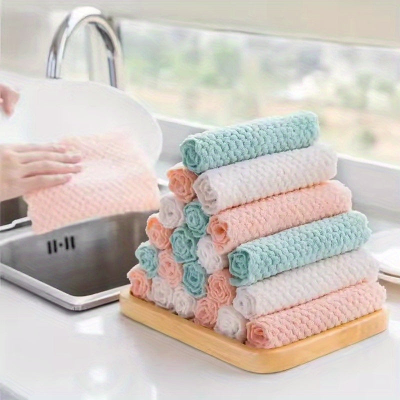 Pack of 10 Super Soft Microfiber Cleaning Cloths - Prevents Pilling, Dries Quickly, Perfect for Windows, Mirrors, and Stainless Steel - High Absorbency, Leaves No Residue, Ideal for Household Use