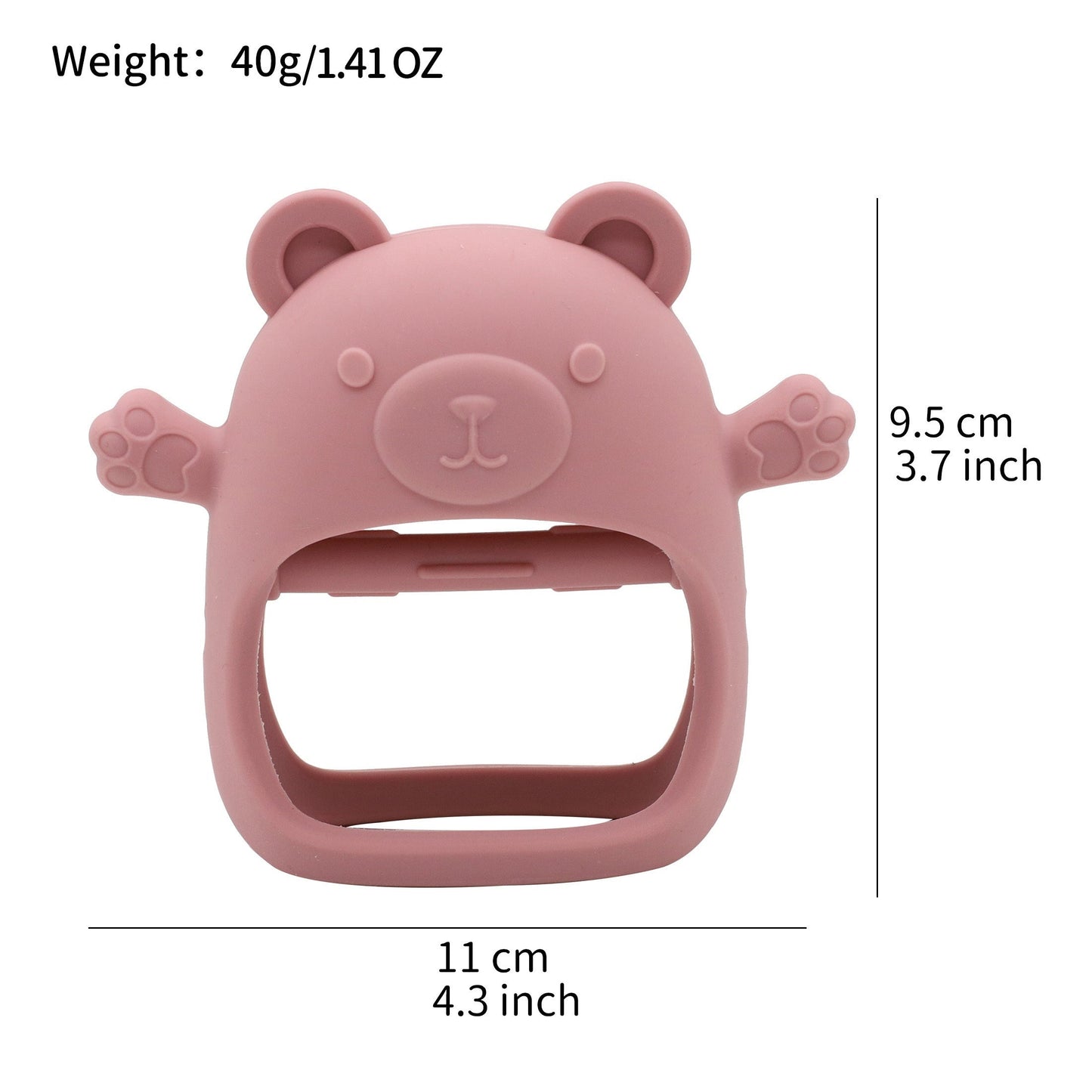 Children's Teether Gloves featuring an Adorable Bear Silicone Teether for Fall Prevention. This Teething Toy is Gentle to the touch and Suitable for Sucking. Perfect as a New Year's Gift!