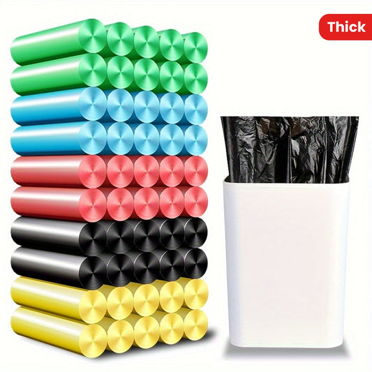 Pack of 100 Household Colorful Garbage Bags, Thick Disposable Plastic Bags for Office, Hotel, and Home - 5 Rolls