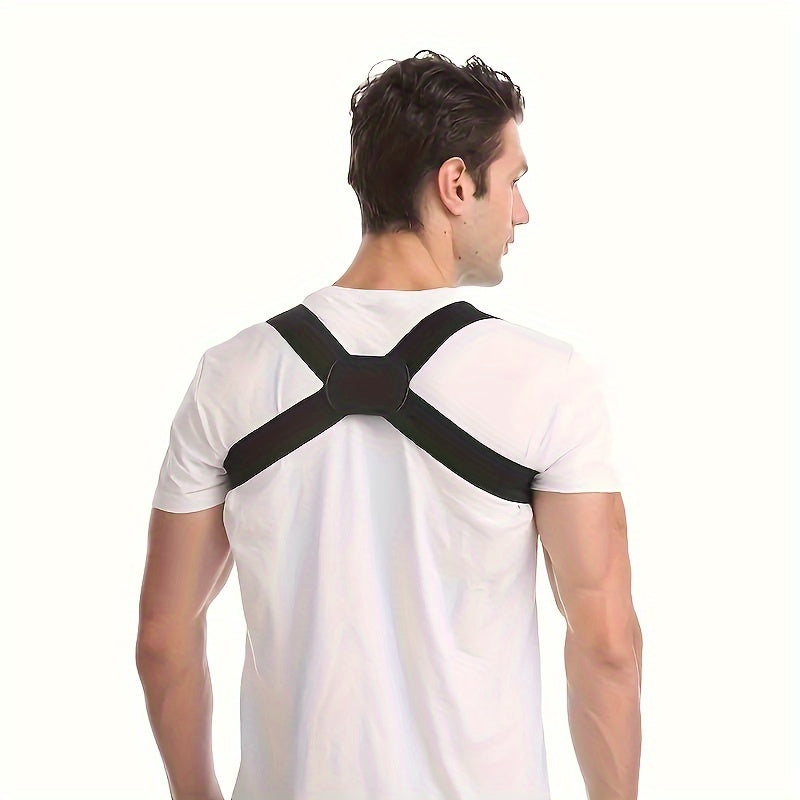 Breathable back brace for women with anti-slouching shoulder corrector and invisible open shoulder support made of knitted polyester fabric. Can be used as a chest strap replacement or as