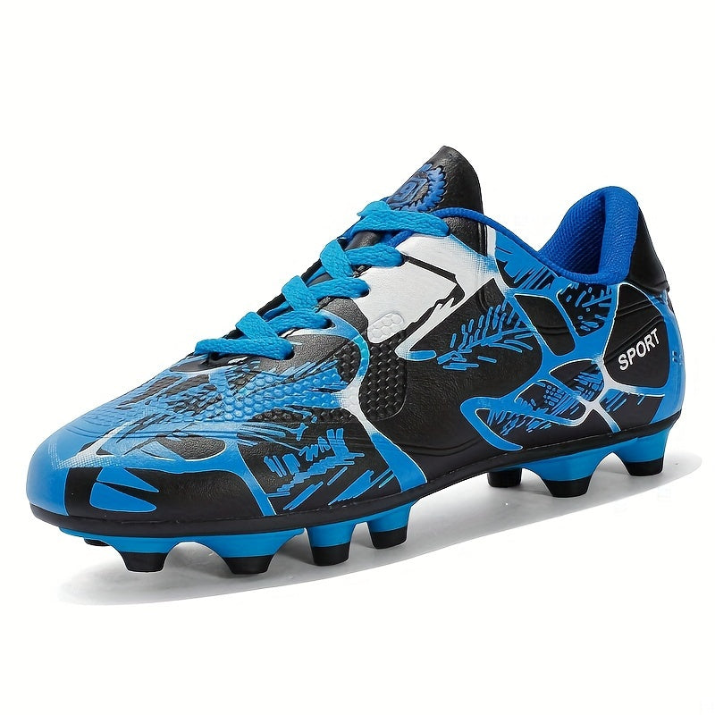 Non-slip football cleat with spikes for boys, professional and comfortable outdoor soccer shoes for training and competition.