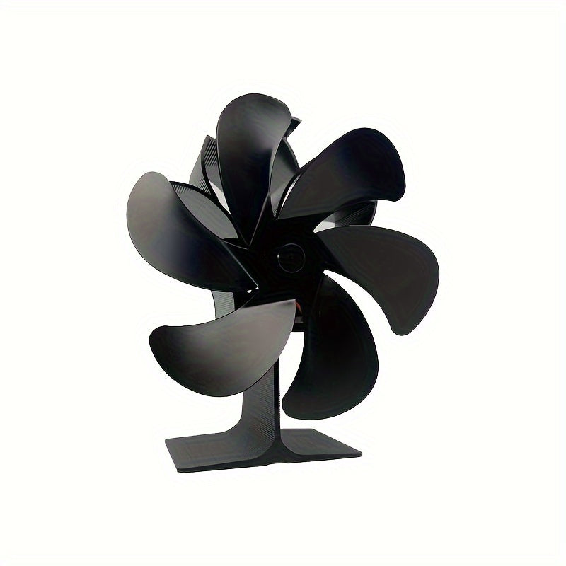 Lotus Fireplace Fan with High I Base - Featuring 6 Large Blades, Heat Activation, Plug-free Operation, and Energy Efficiency