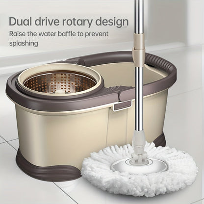 The Lazy Magic Mop Bucket Set includes an automatic rotating mop and 3 replacement heads. The hands-free wooden floor cleaning set features a super fine fiber pad for a thorough clean. The board mop with bucket makes cleaning floors a breeze.