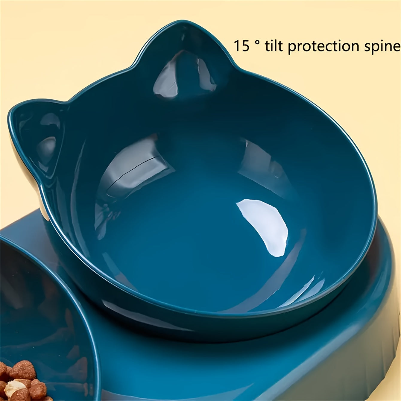 Double feeder cat bowls with automatic water dispenser and paw print design.