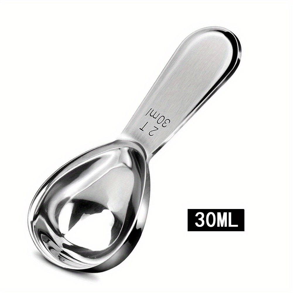 Coffee scoop made of stainless steel with measurement marks - ideal for measuring beans, powder, and baking ingredients.