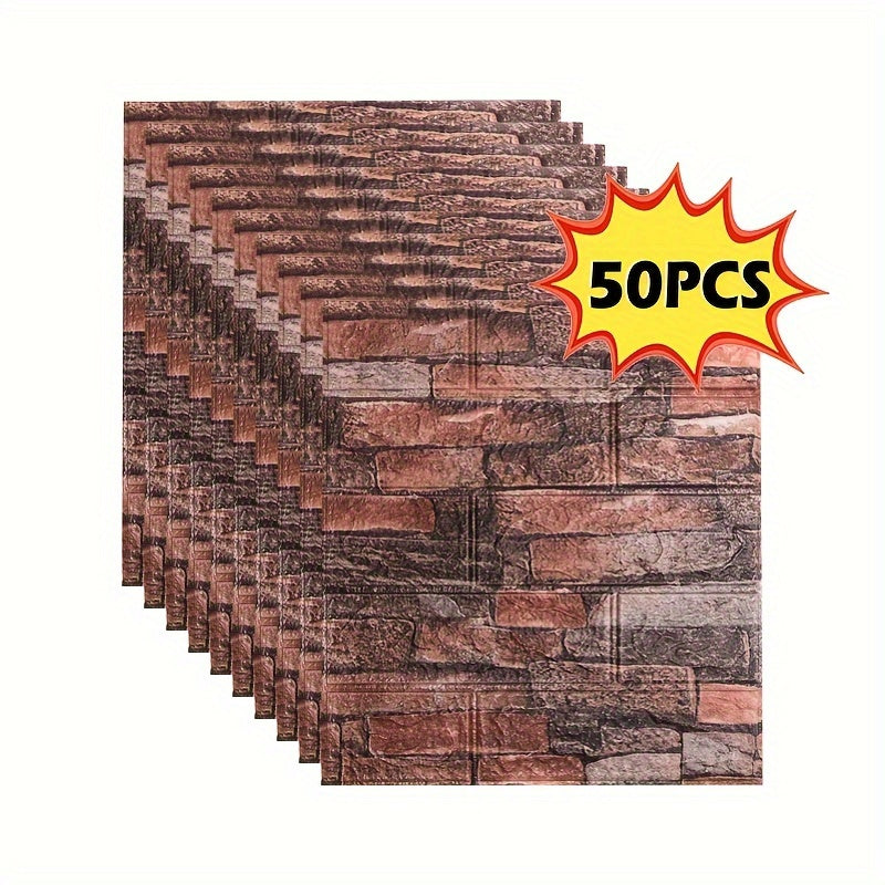 3D stereo imitation brick wall stickers available in 20pcs, 50pcs, or 100pcs, measuring 38.5×35cm/15.16×13.78in. Ideal for DIY home decoration in bedrooms, kitchens, or living rooms.