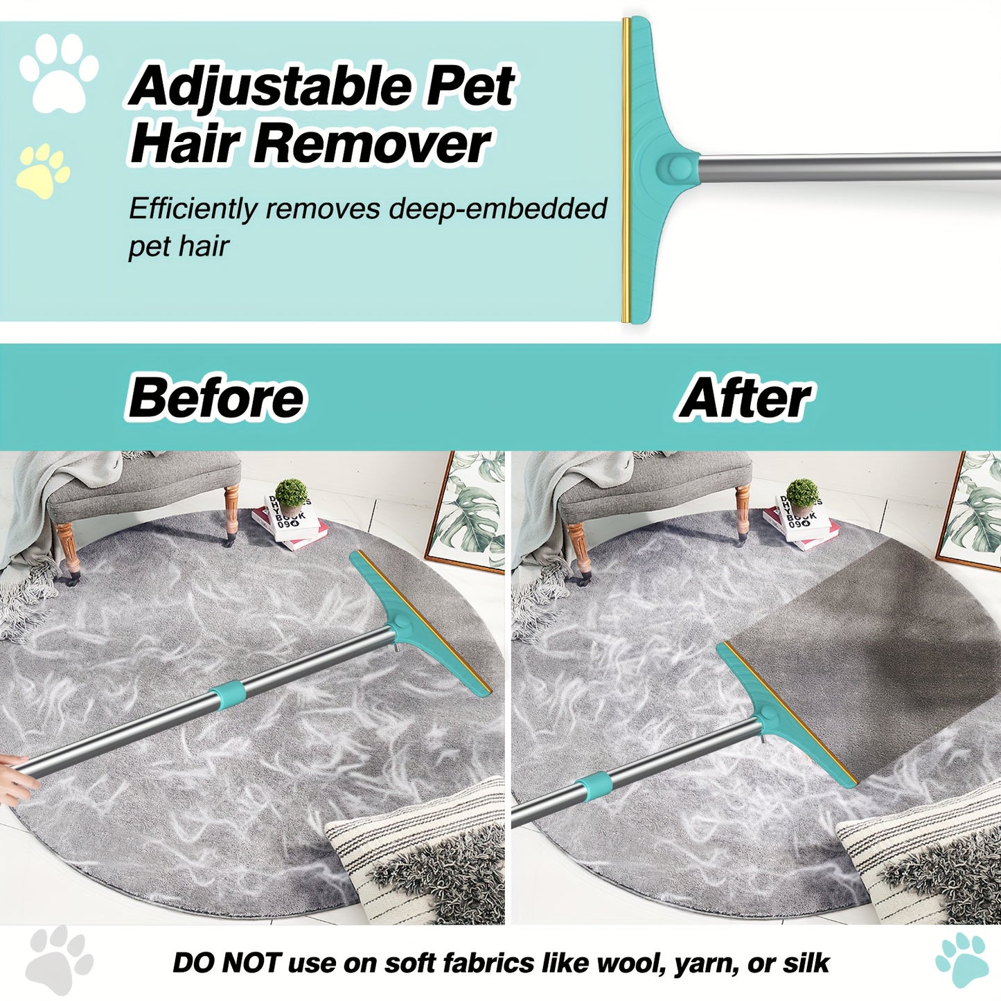 Pet Stretching Deshedding Brush for Dogs, Adjustable, Plastic and Metal, Battery-free