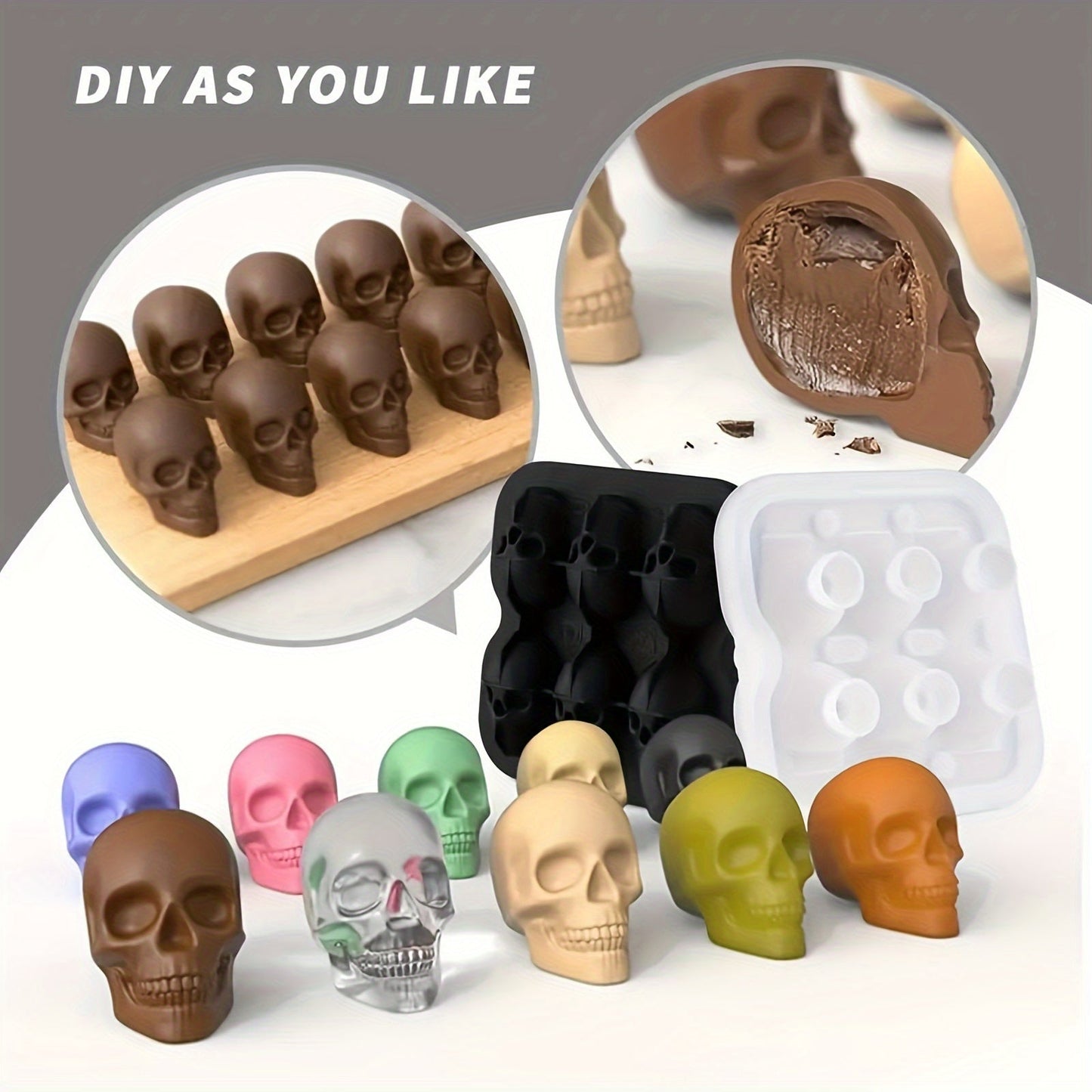 1pc Skull Shaped Silicone Ice Cube Tray - Versatile Mold for Whiskey, Cocktails, Chocolate, and Jello - Easy Release, BPA-Free - Ideal for Holiday Celebrations such as Christmas, Halloween, Easter, and Hanukkah