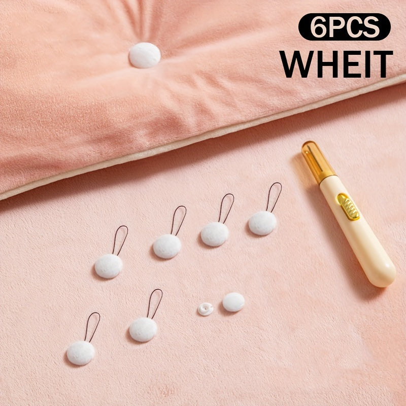 Mixed Color Pack of 6, 12, or 24 Invisible Bed Clips with Auxiliary Tool. These reusable bedding fasteners are designed to keep your bed covers in place and prevent slipping. Easy spot-clean care makes maintenance a breeze.