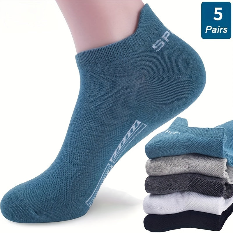 5 pairs of men's ankle socks - ultra-soft, breathable, and moisture-wicking for summer, boat, and casual wear.