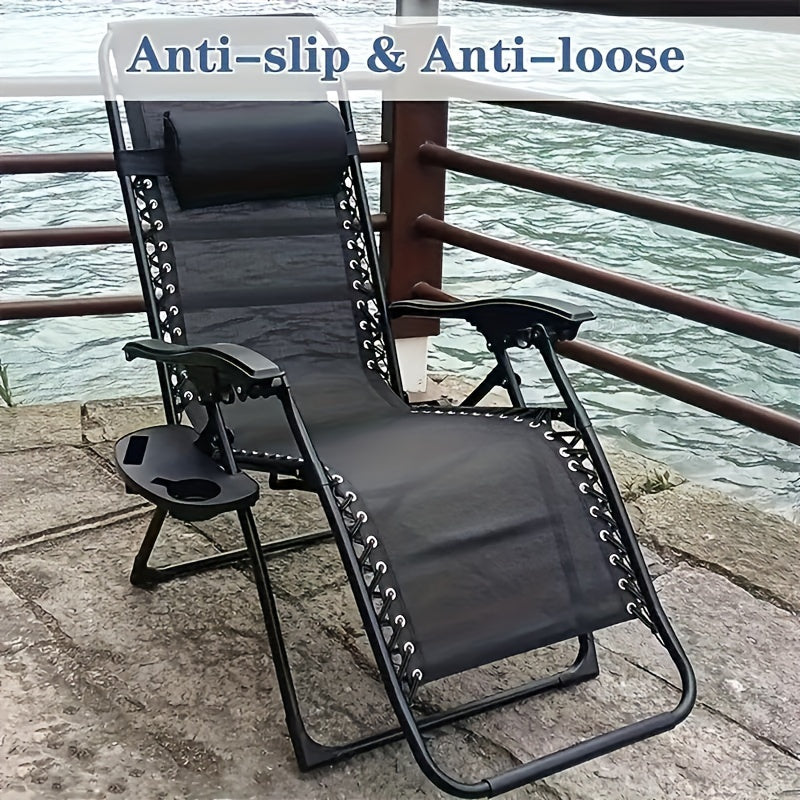 Rugged Black Zero Gravity Chair Cup Holder featuring Phone Slot, Clip-On Tray, Corrosion & Abrasion Resistance, Weather-Proof Design, No Electricity Required. Made from Durable Plastic, Ideal for Beach and Leisure Chairs. Ideal for Home Organization.