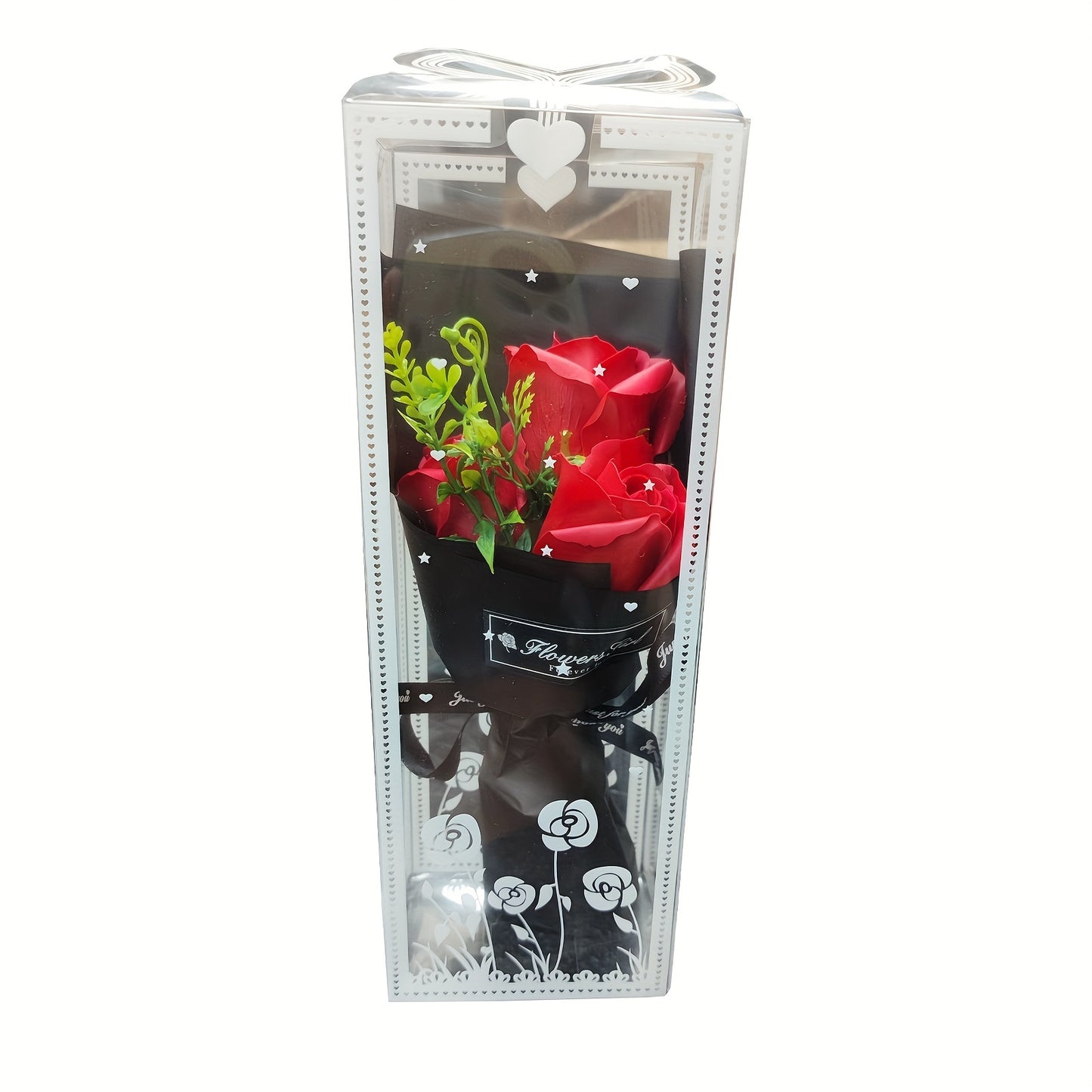 3 sets of artificial rose bouquets and a preserved red flower gift box make a unique gift for Valentine's Day, Mother's Day, Thanksgiving, birthdays, and anniversaries.