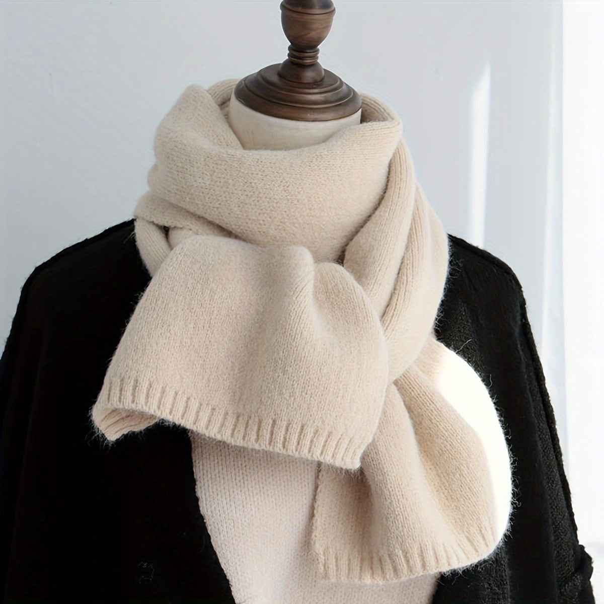 Cozy Solid Color Thick Knit Scarf, Perfect for Staying Warm and Chic in Fall/Winter