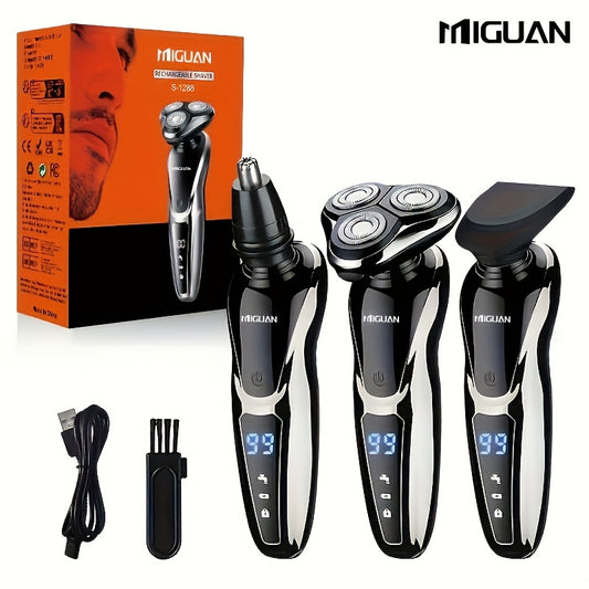 MIGUAN men's electric razor with nose hair trimmer and digital display.