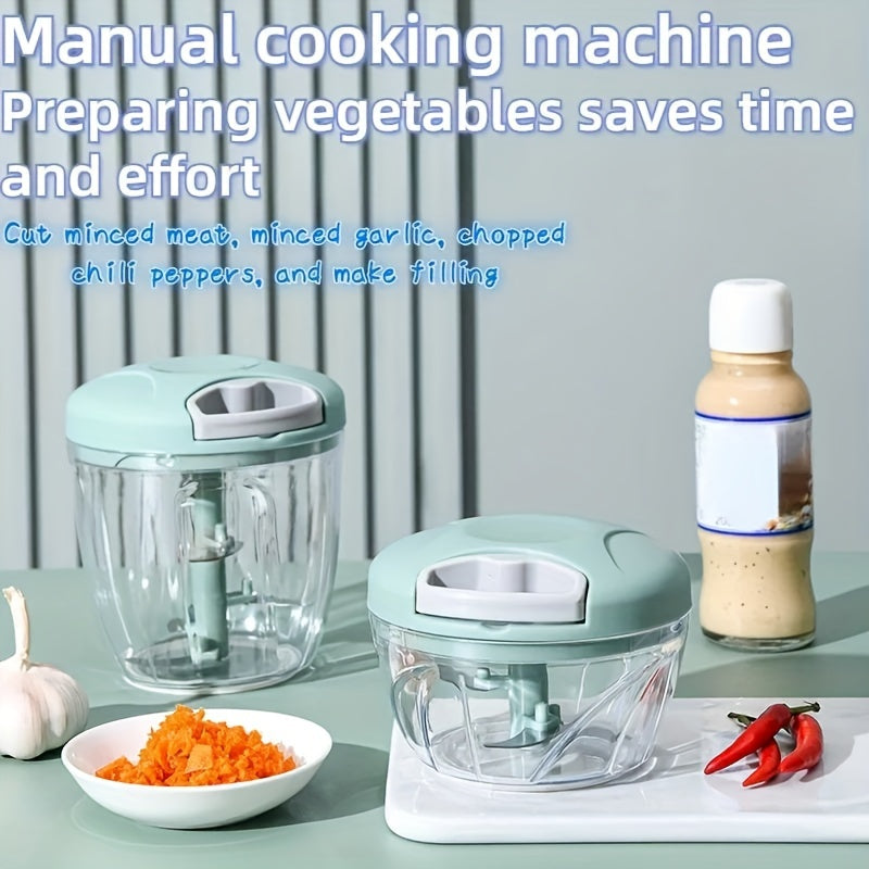 The 1pc Multifunctional Manual Food Processor is a versatile kitchen gadget made of ABS plastic. It can rotary shred vegetables, mince garlic, mash fruits and veggies, and make salads efficiently. The perfect tool for preparing meals in the kitchen.