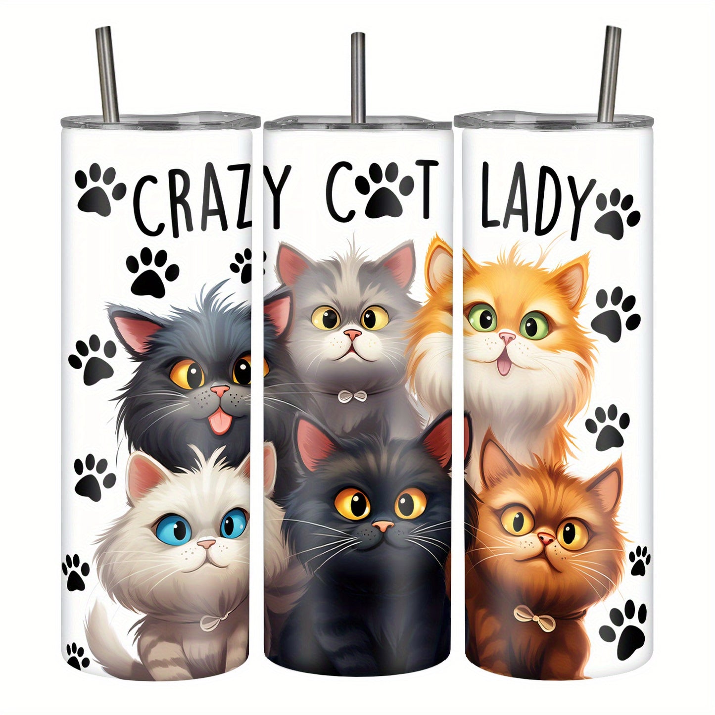 20oz Stainless Steel Cat Tumbler: BPA free, leak proof, double-wall insulated. Ideal gift for cat lovers on special occasions.