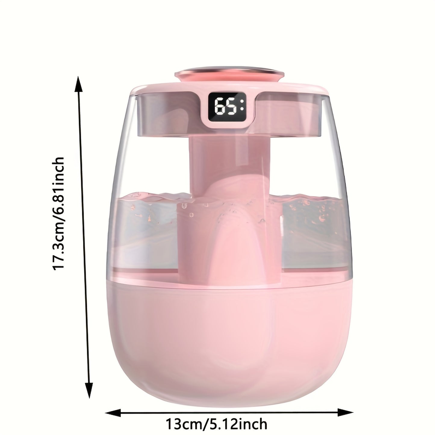 1pc Ultrasonic Humidifier with Warm Night Light and Large Capacity, perfect for bedroom or office use. Features double spray, water level display, and key control. Up to 2.5L tank with