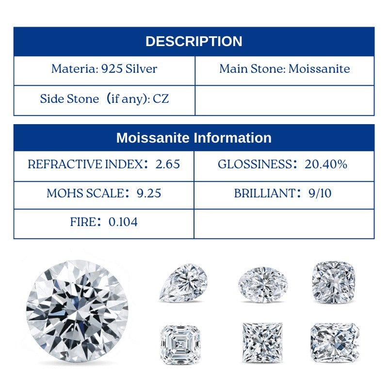 Stunning French-Style Ethic Diam Moissanite Ring Set with 3 Pieces, available in 2/5/10 Carat options. Crafted in 18K Golden Plated 925 Silver, these elegant rings are perfect for Valentine's Day, Weddings, and any Special Occasion.