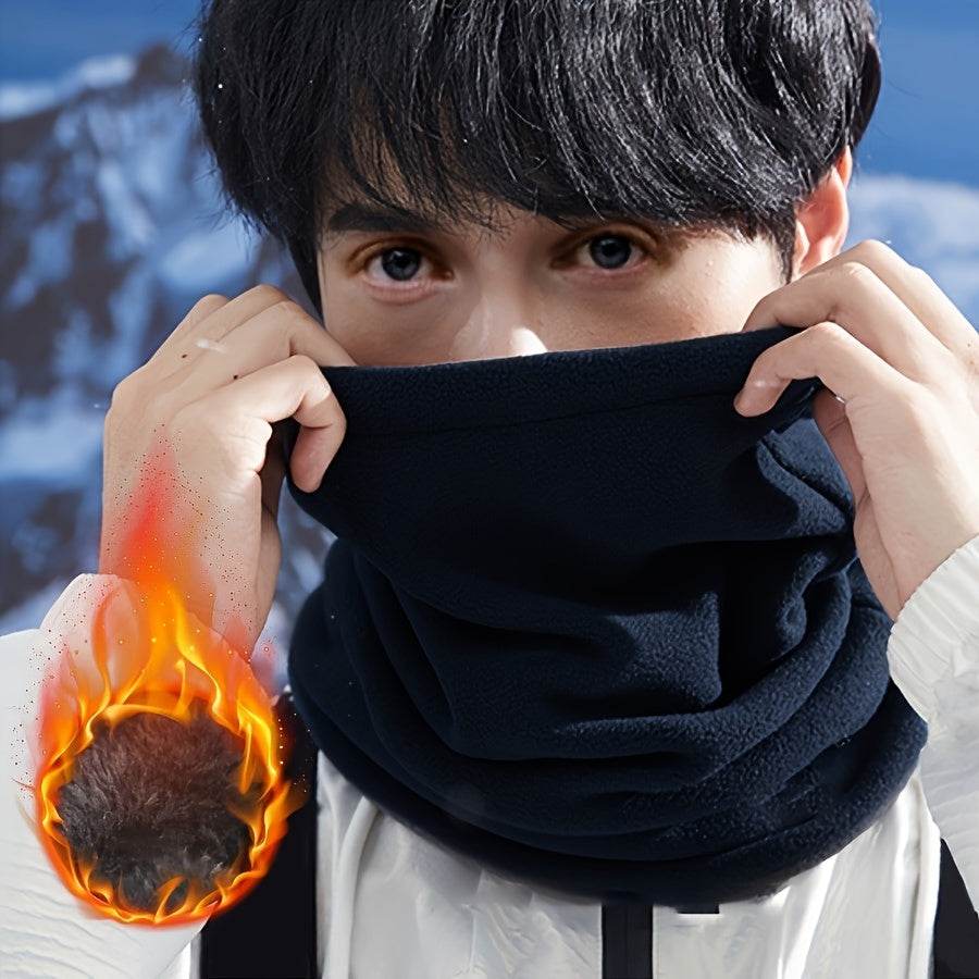 Stay warm and cozy with our 1-piece Adjustable Polar Fleece Neck Gaiter. This sports-style neck warmer is made of 100% polyester and features a thick thermal fleece perfect for cycling and running. It can also be worn as a multifunctional hat. This men's