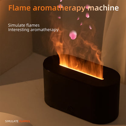 USB powered flame design humidifier and aromatic diffuser with environment light, suitable for home bedrooms and offices.