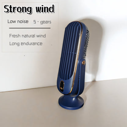 Introducing the 2023 New Arrival 1pc Desktop Tower Fan for Home Office Use! Stay cool with this powerful electric fan that offers strong wind cooling. Featuring a USB wireless rechargeable design, LED display, and 5-speed adjustment, this tower fan is a