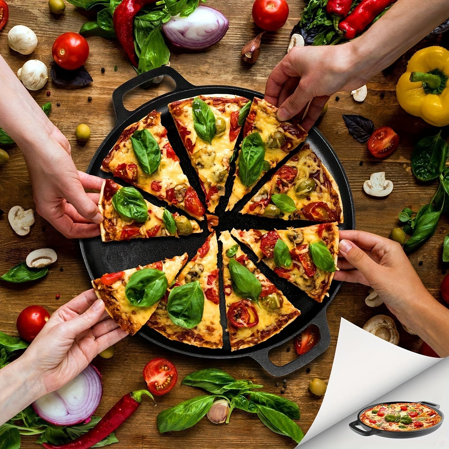 This Cast Iron Pizza Pan is a versatile piece of kitchen cookware that is perfect for cooking, baking, and grilling. It is durable, long-lasting, and provides even heating for all your culinary creations.