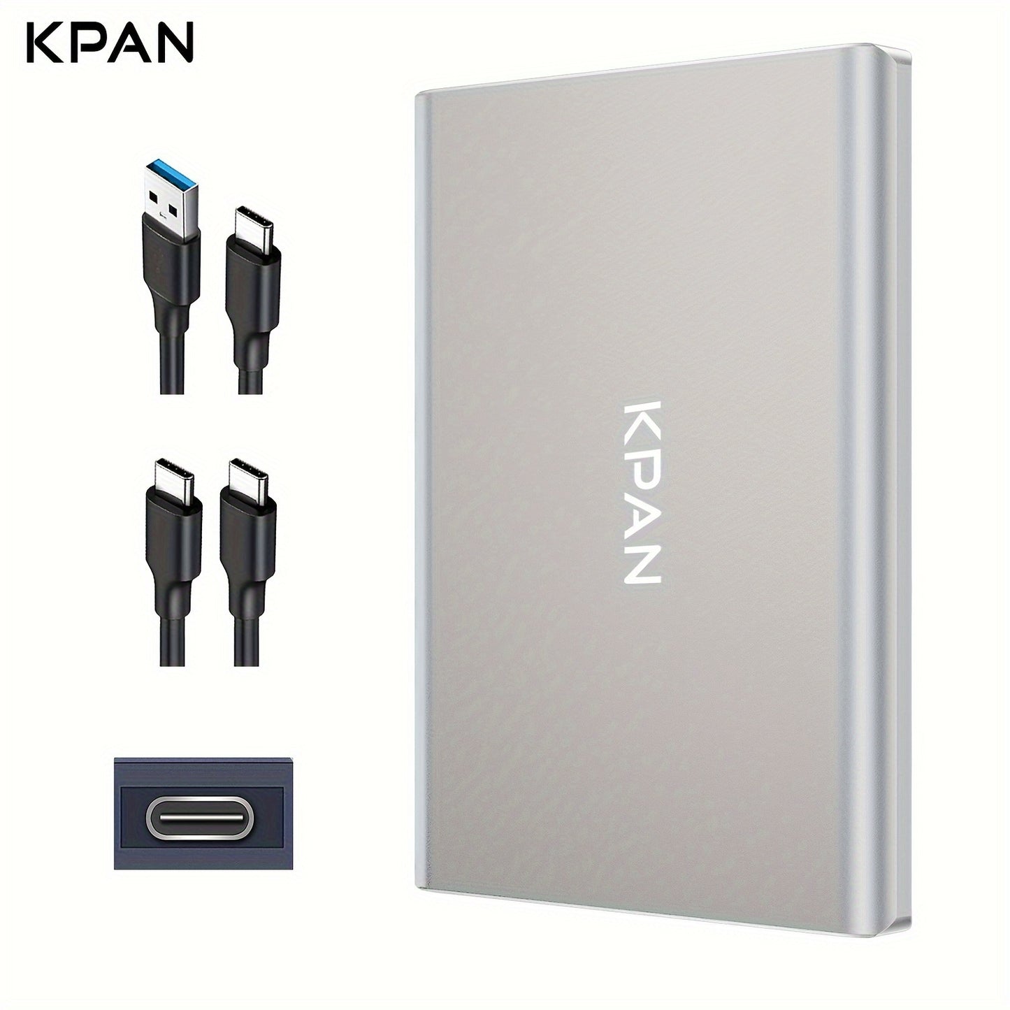 KPAN Portable USB 3.0 External Hard Drive for high-speed data transfer, large capacity (1TB/500GB/320GB), compatible with PCs, laptops, smartphones & more.