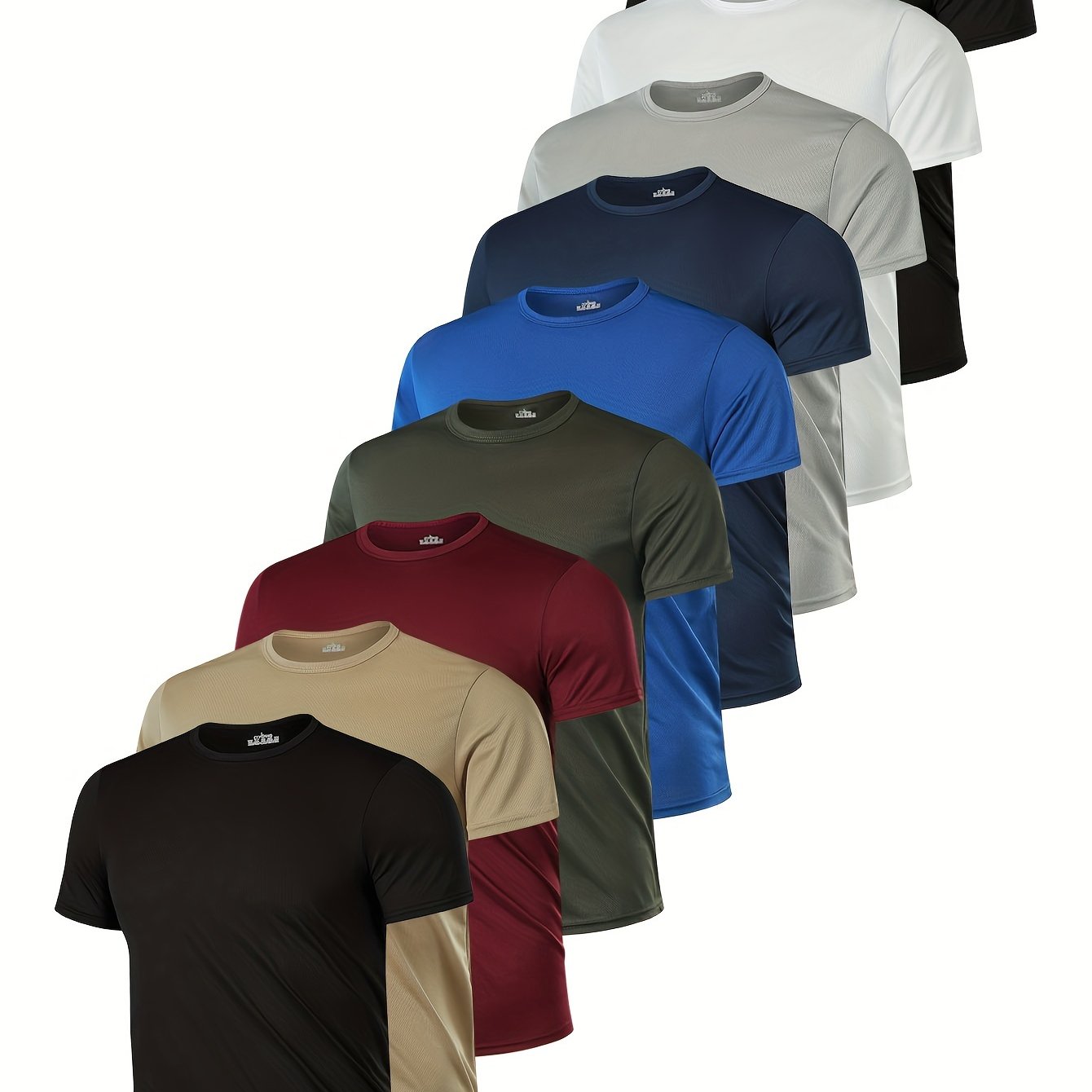 Men's Premium Solid Color Crew Neck T-Shirts - Breathable, Quick-Drying with Stretch - Ideal for Summer Activities in Various Colors