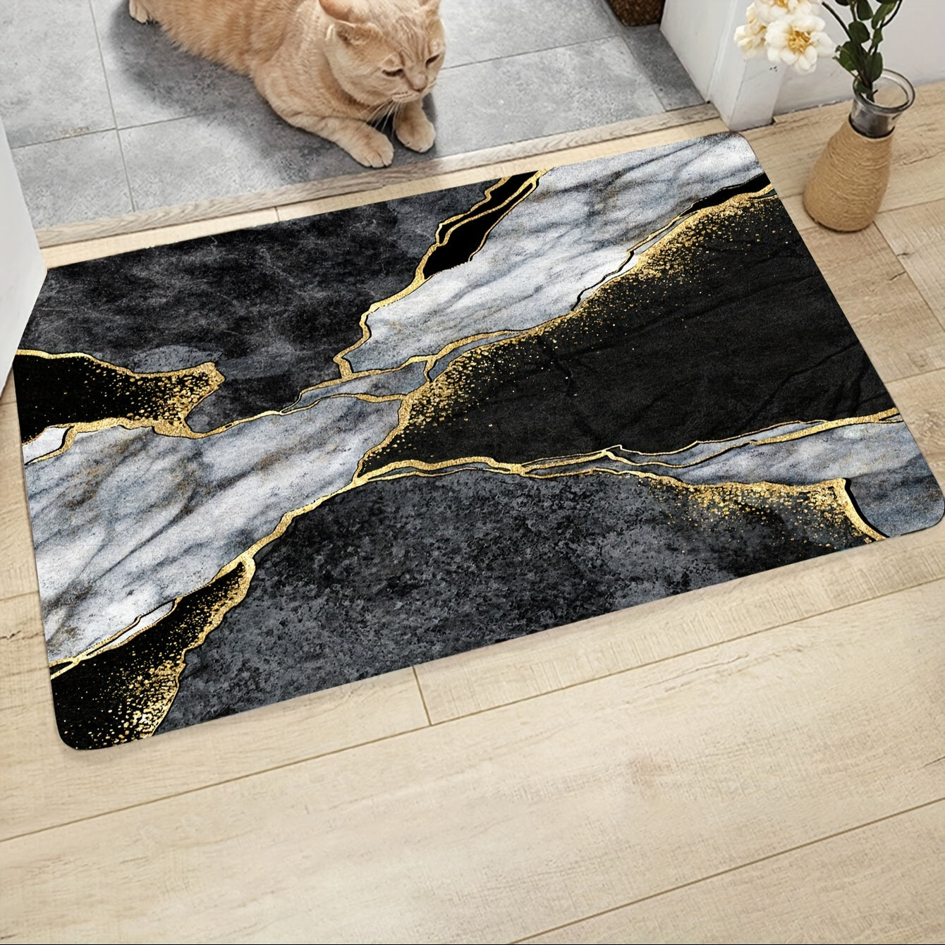 Marble Pattern Rug - 1 Piece, Non-slip and Absorbent, Stain-proof and Waterproof, Ideal for Living Room, Kitchen, Bedroom, Home Decor