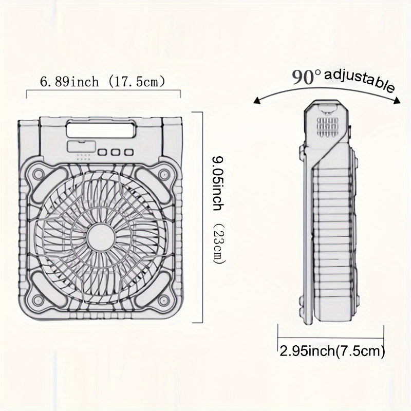 1 шт. портативного солнечного вентилятора на 10000 мАч со светодиодным фонарем, идеально подходит для кемпинга, пикников, барбекю, рыбалки и путешествий. Поставляется с солнечной панелью для зарядки на открытом воздухе и работает бесшумно от аккумулятора.