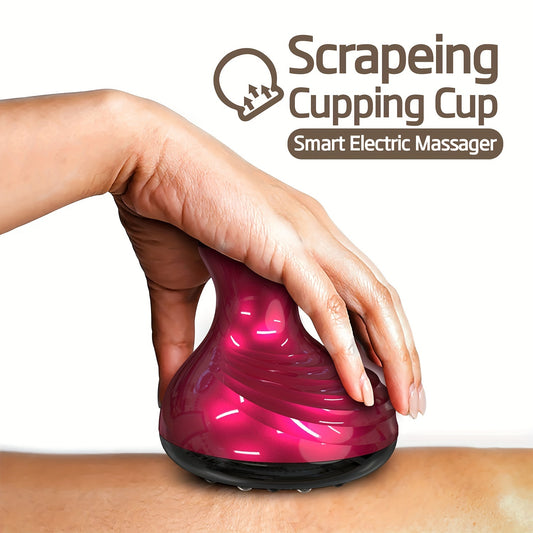 Rechargeable electric cupping massager with heat for muscle relaxation and recovery. Portable and USB-powered.