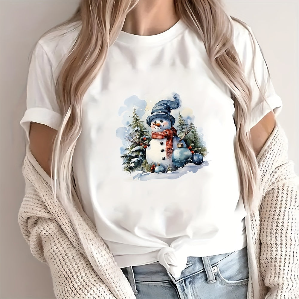 Hot Press Transfer Stickers featuring a Festive Christmas Snowman Pattern - Set of 4 for DIY Clothing, Bags, and Accessories - Women's Novelty Patches and Embellishments with an Anime Theme