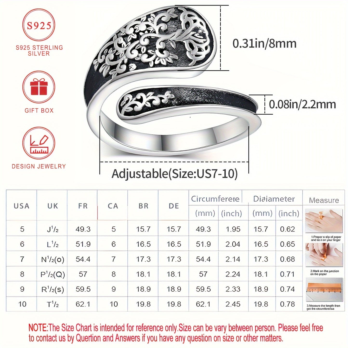 Vintage Bohemian style 3D texture Tree of Life band jewelry made from S925 Sterling Silver Spoon Ring, hypoallergenic and perfect for women. Comes with a gift box, ideal for gifting.