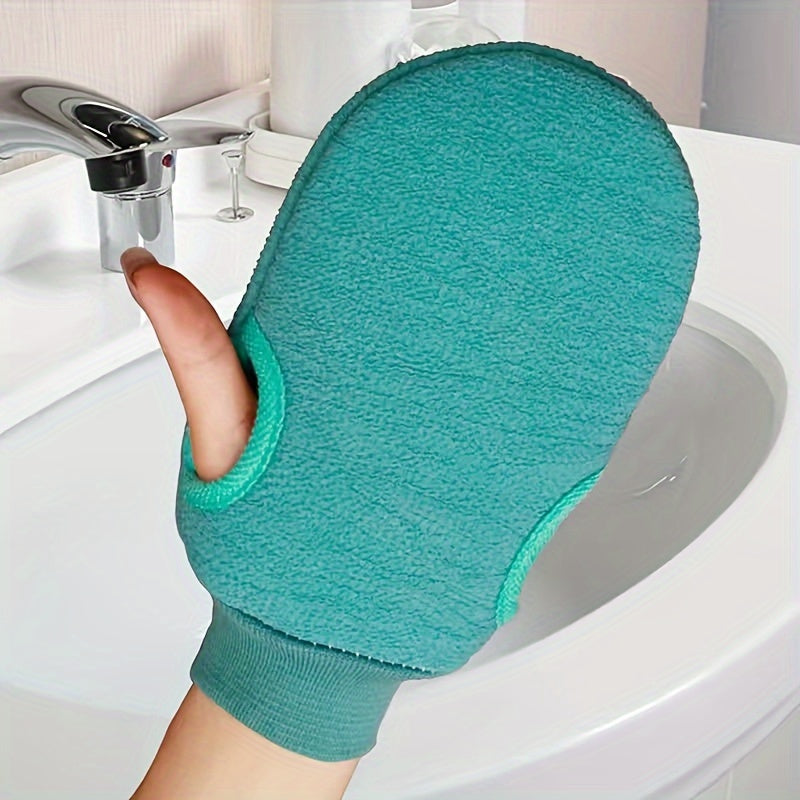 Exfoliating shower gloves for massage and body scrubs, double sided for thorough exfoliation.