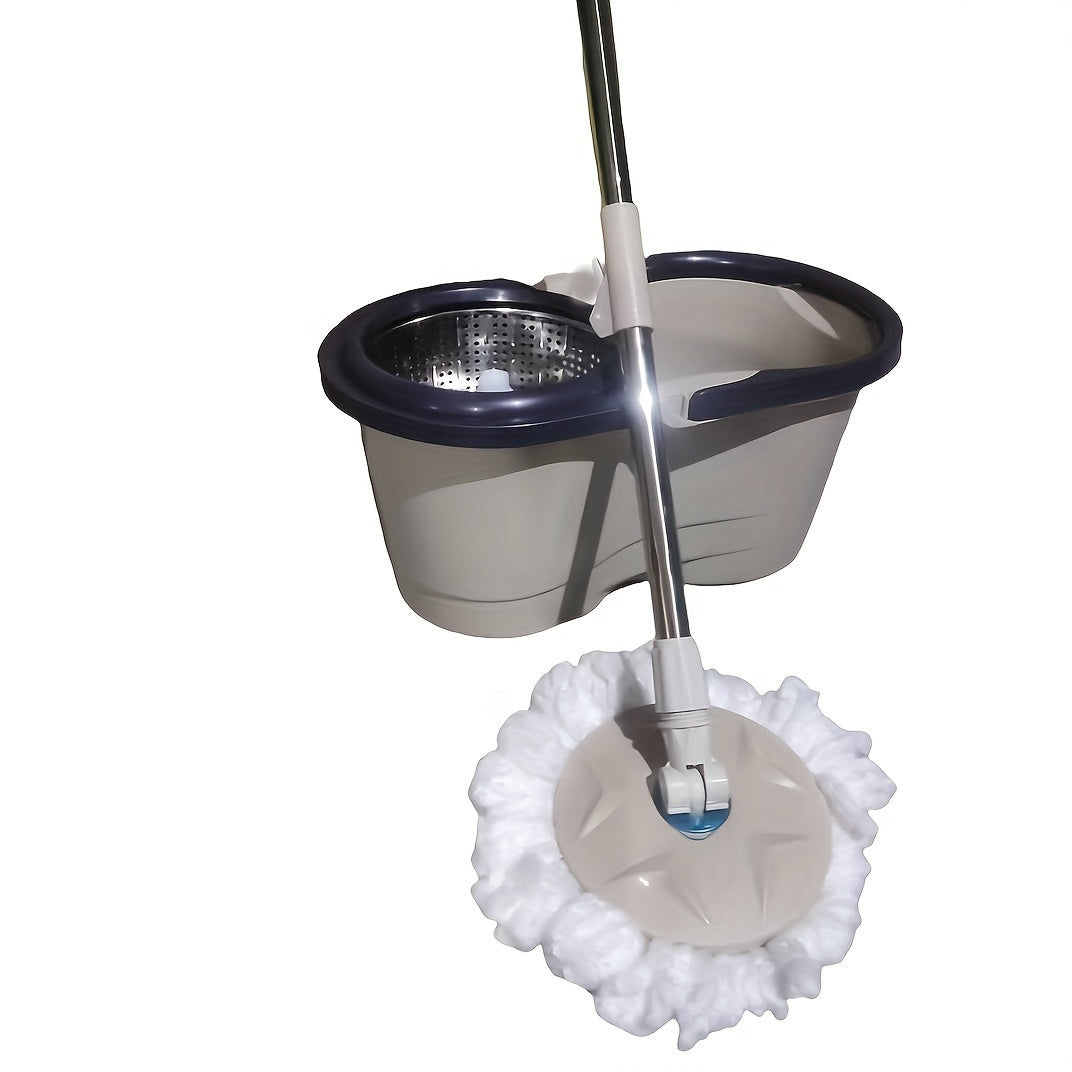 Hands-Free Wringing Mop Master: A versatile cleaning tool made from stainless steel and plastic, perfect for use in the living room, kitchen, and bathroom. This space-saving and easy-to-use mop holder offers an effortless cleaning experience with its