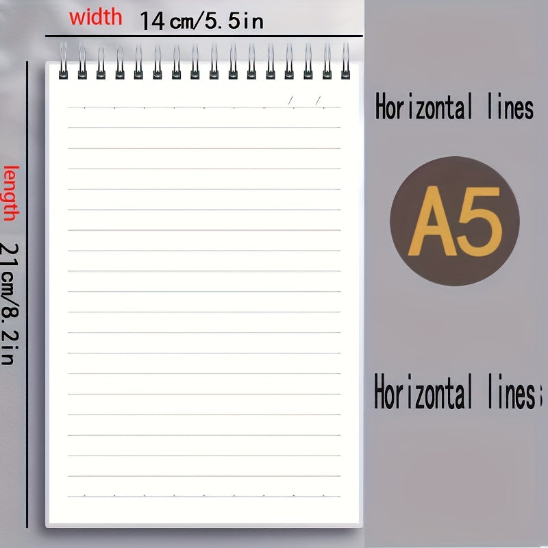 A5 Transparent Grid Coil Notebook ideal for high school students and office use.