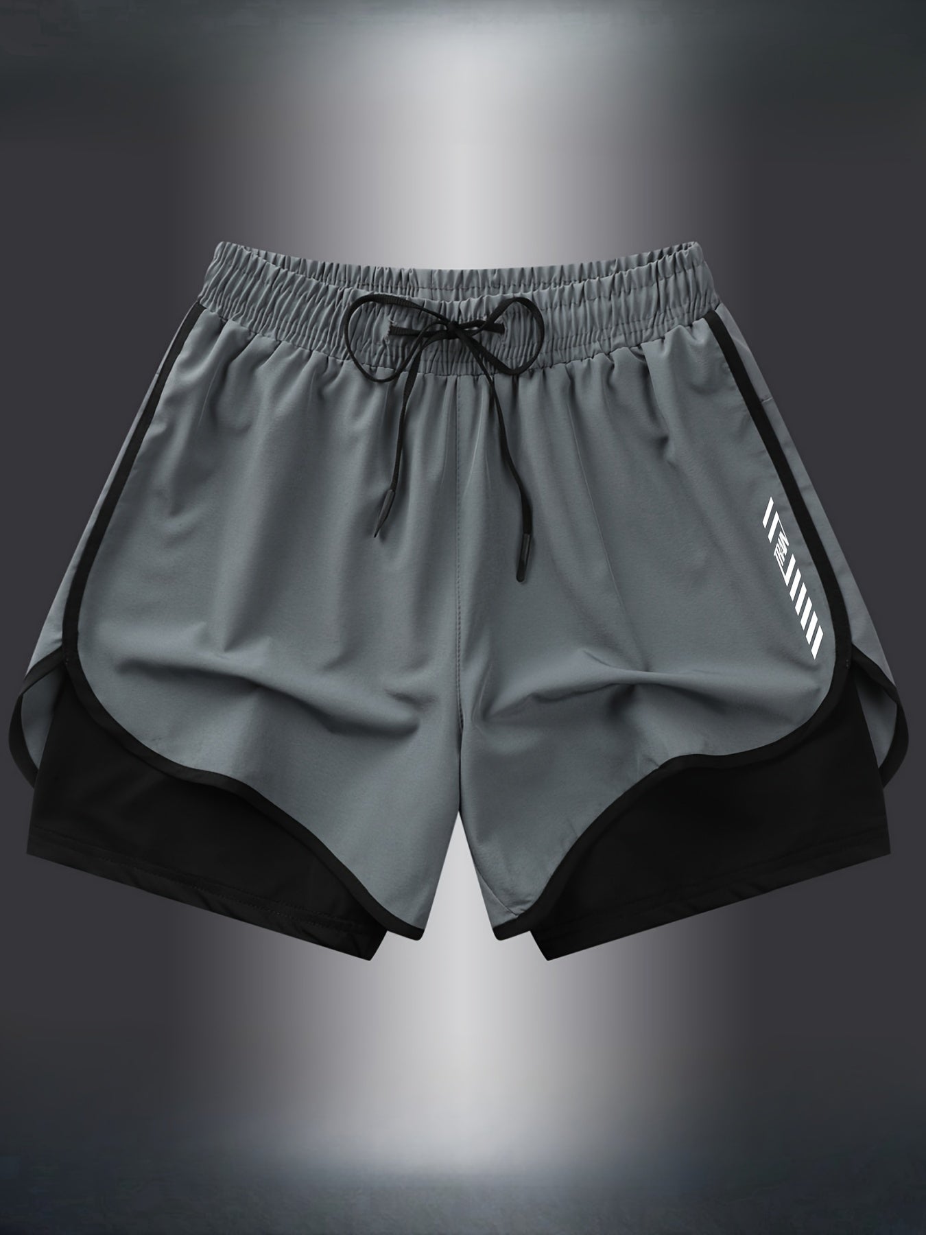 Men's sports shorts with 92% polyester and 8% elastane blend, breathable quick-dry fabric, lightweight and stretchy, suitable for basketball, running, and training.