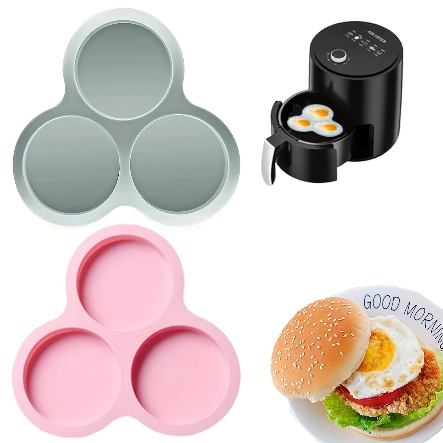 Silicone Air Fryer Baking Mats Set - Non-Stick, Heat-Resistant, Reusable Muffin & Egg Mold with Oil Brush, Easy to Clean Multi-Purpose Kitchen Tools