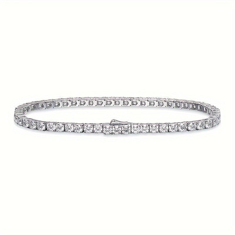 Boho uslubidagi sintetik Moissanite tennis bilaguzuk - porloq toshlar, gippoallergen, nikel yo'q, 18K oltin qoplamali 925 kumush, tug'ilgan kun, to'y, yubiley va maxsus tadbirlar uchun ideal, erkaklar va ayollar uchun mos, avgust