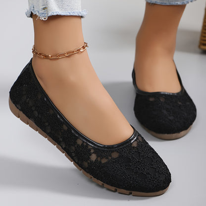 Women's Floral Lace Ballet Flats, Soft Sole Breathable Shoes