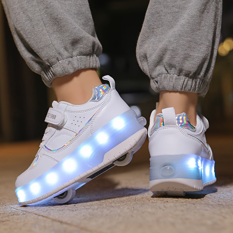 Stylish LED light-up shoes for outdoor activities, USB rechargeable, durable and breathable, perfect for all seasons.