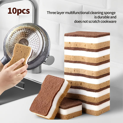 Three-layer seaweed cleaning sponges in packs of 5, 10, 20, or 40. High-quality, durable, non-scratch kitchen sponges that are super absorbent. Perfect for dishwashing and wiping, part of a